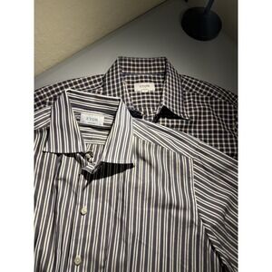 Eton Contemporary Men's Dress Shirt 46/18 (XXL) Button Up Lot Of 2 Cotton
